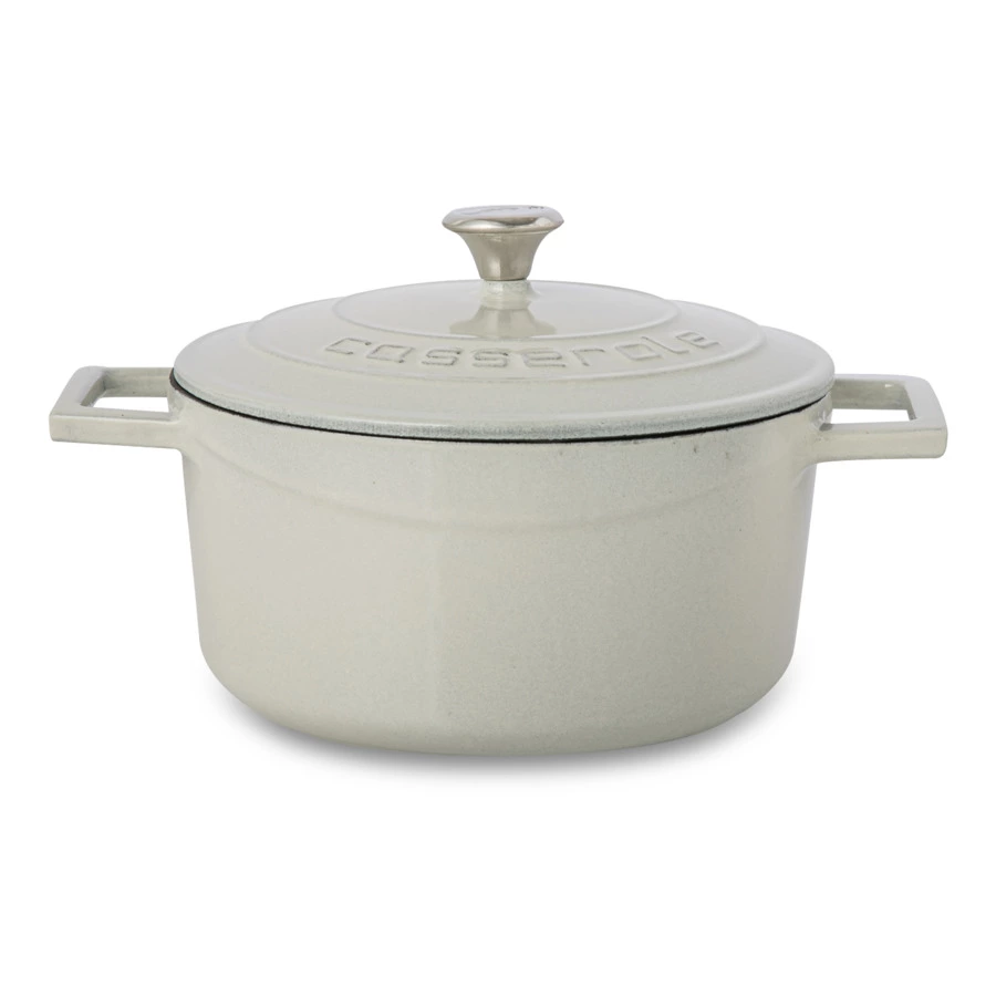 Кастрюля с крышкой LAVA Premium d20 см, 2,8 л, чугун, кремовая