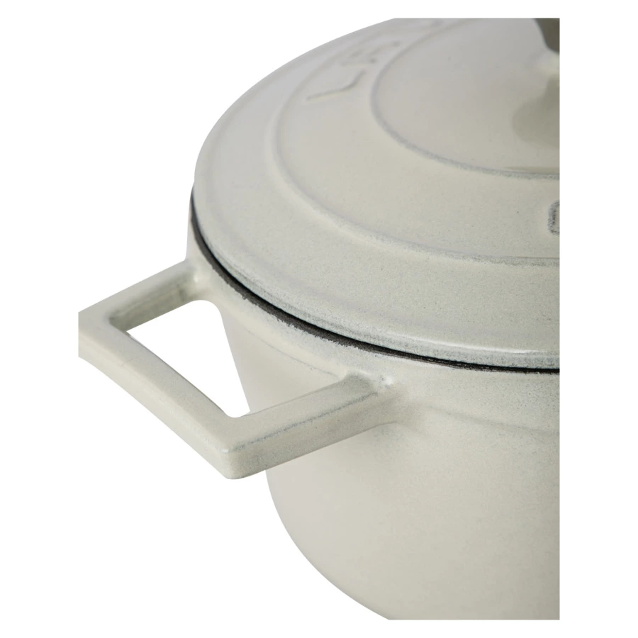 Кастрюля с крышкой LAVA Premium d20 см, 2,8 л, чугун, кремовая