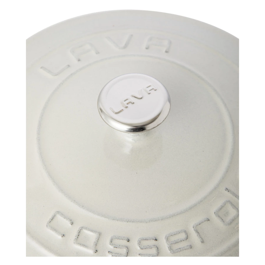 Кастрюля с крышкой LAVA Premium d20 см, 2,8 л, чугун, кремовая