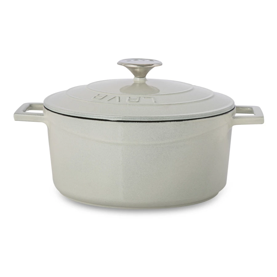 Кастрюля с крышкой LAVA Premium d24 см, 4,5 л, чугун, кремовая