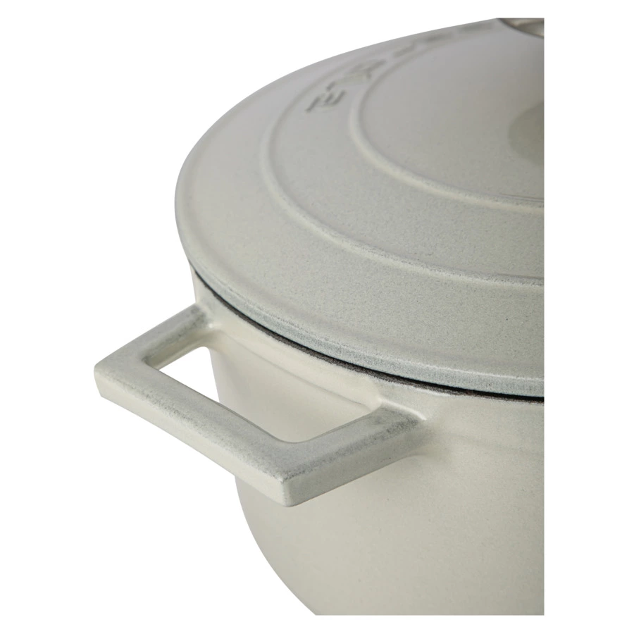 Кастрюля с крышкой LAVA Premium d24 см, 4,5 л, чугун, кремовая