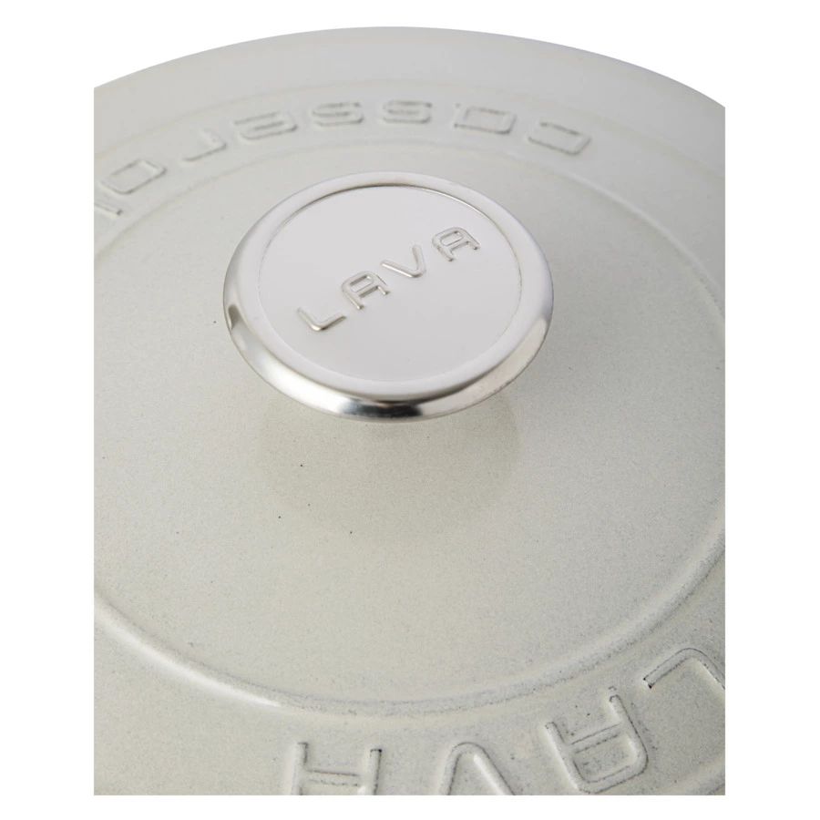 Кастрюля с крышкой LAVA Premium d24 см, 4,5 л, чугун, кремовая