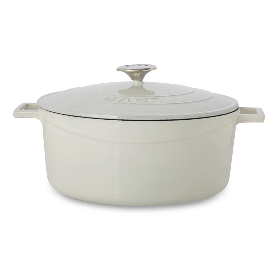 Кастрюля с крышкой LAVA Premium d28 см, 6,7 л, чугун, кремовая