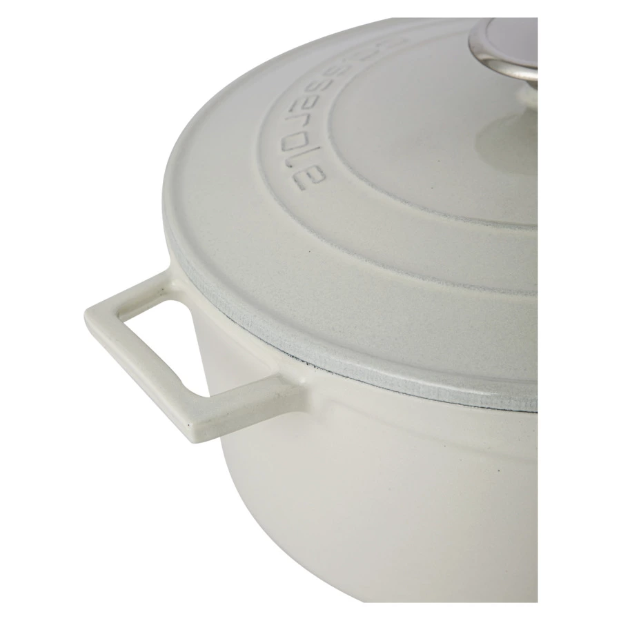 Кастрюля с крышкой LAVA Premium d28 см, 6,7 л, чугун, кремовая