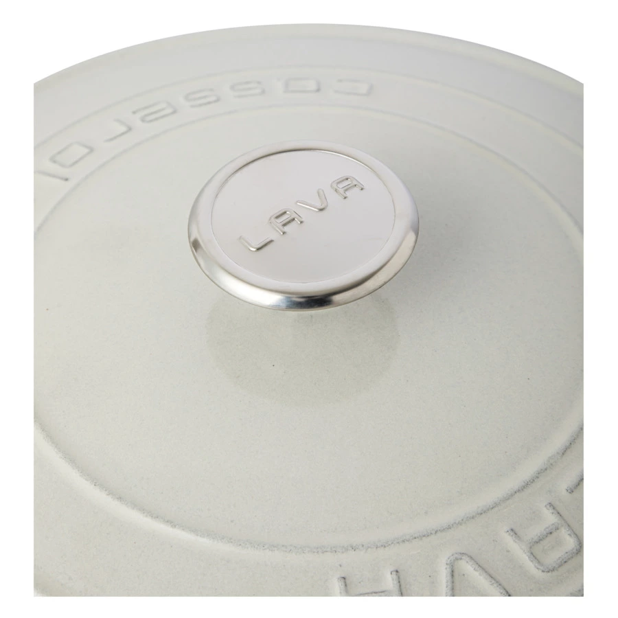 Кастрюля с крышкой LAVA Premium d28 см, 6,7 л, чугун, кремовая