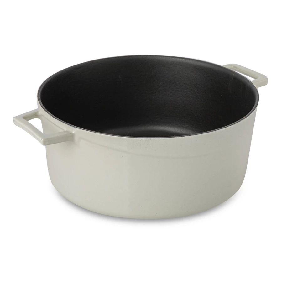 Кастрюля с крышкой LAVA Premium d28 см, 6,7 л, чугун, кремовая