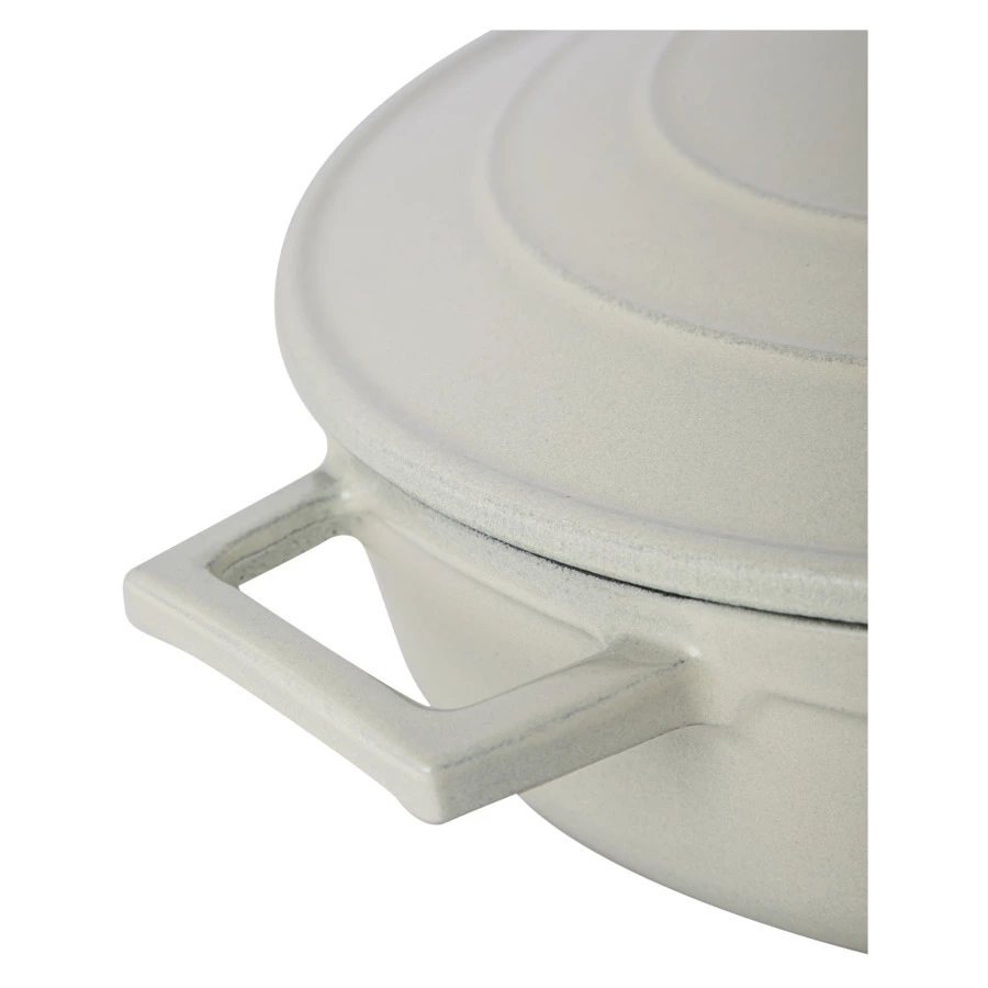 Кастрюля с крышкой низкая LAVA Premium d28 см, 3,5 л, чугун, кремовая