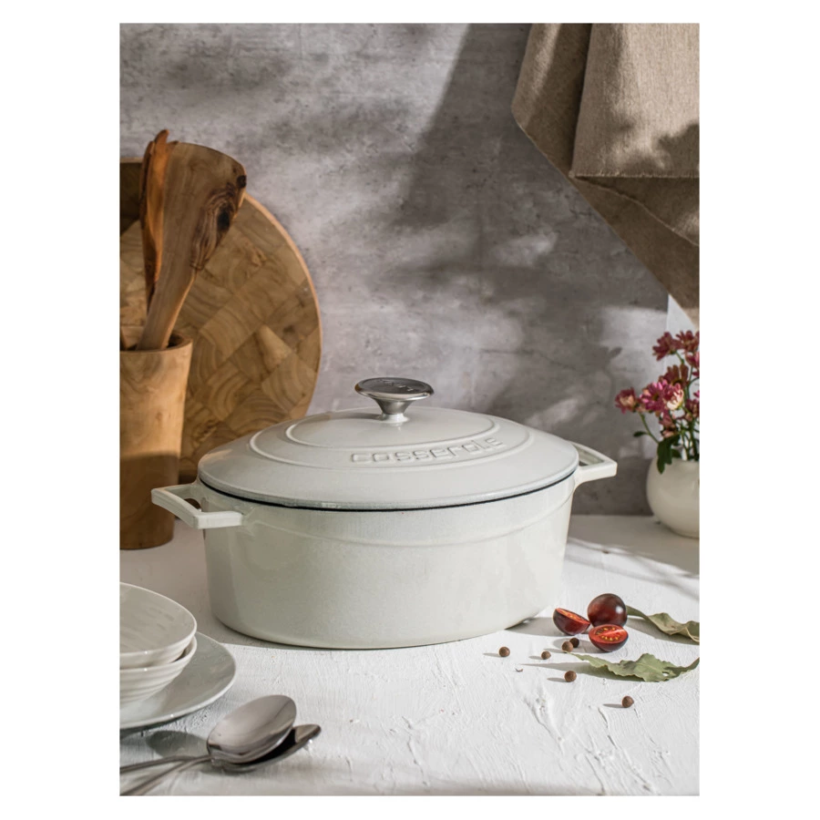 Утятница LAVA Premium 29 см, 4,7 л, чугун, кремовая