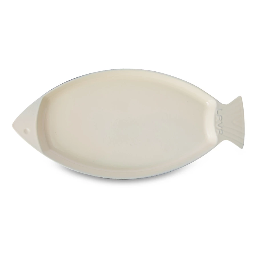 Форма овальная для рыбы на подставке LAVA 20х35 см, чугун, бук, красная