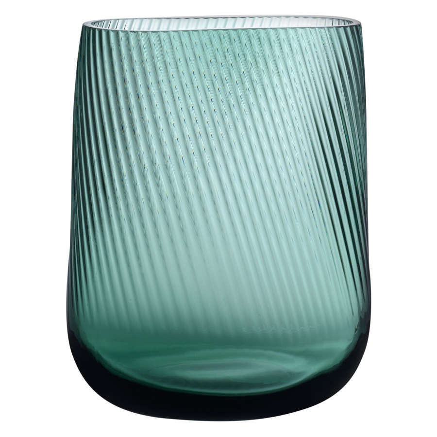 Ваза прямоугольная Nude Glass Опти 24х20 см, хрусталь, зеленая