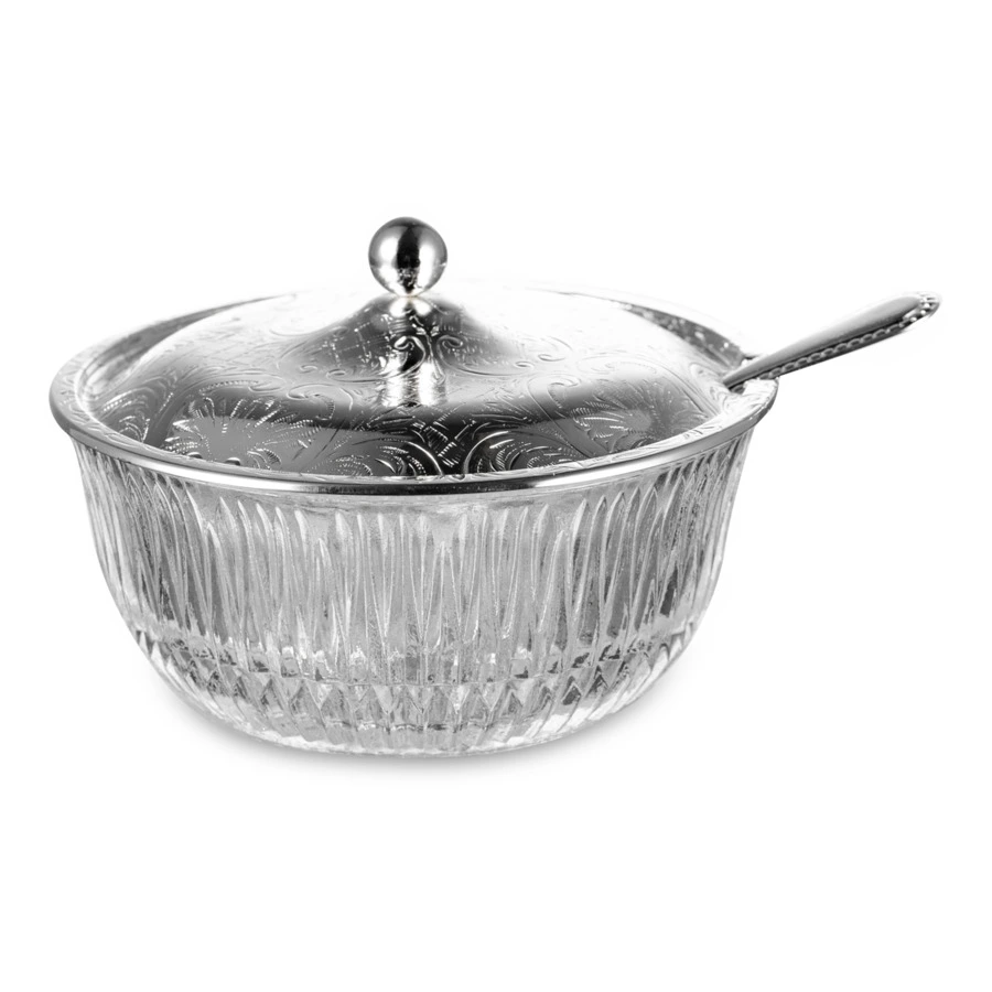 Набор для чая Queen Anne: поднос, сахарница, ложка, 6 стаканов с подстаканниками, сталь, стекло