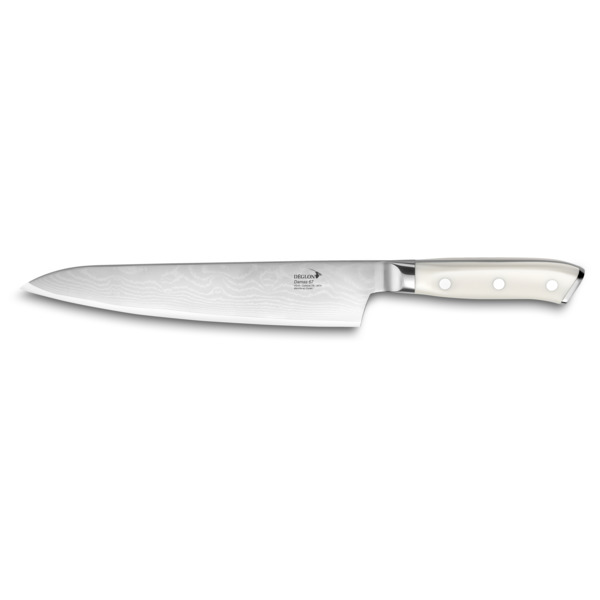 Нож поварской Шеф Deglon Дамаск 67 кованый 20 см, ручка белый пластик (кориан)