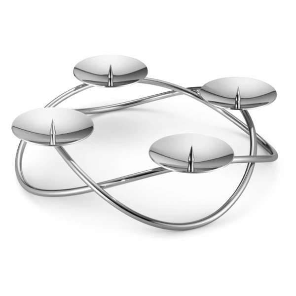 Подсвечник Georg Jensen 28 см, h7,7 см, на 4 свечи, сталь нержавеющая