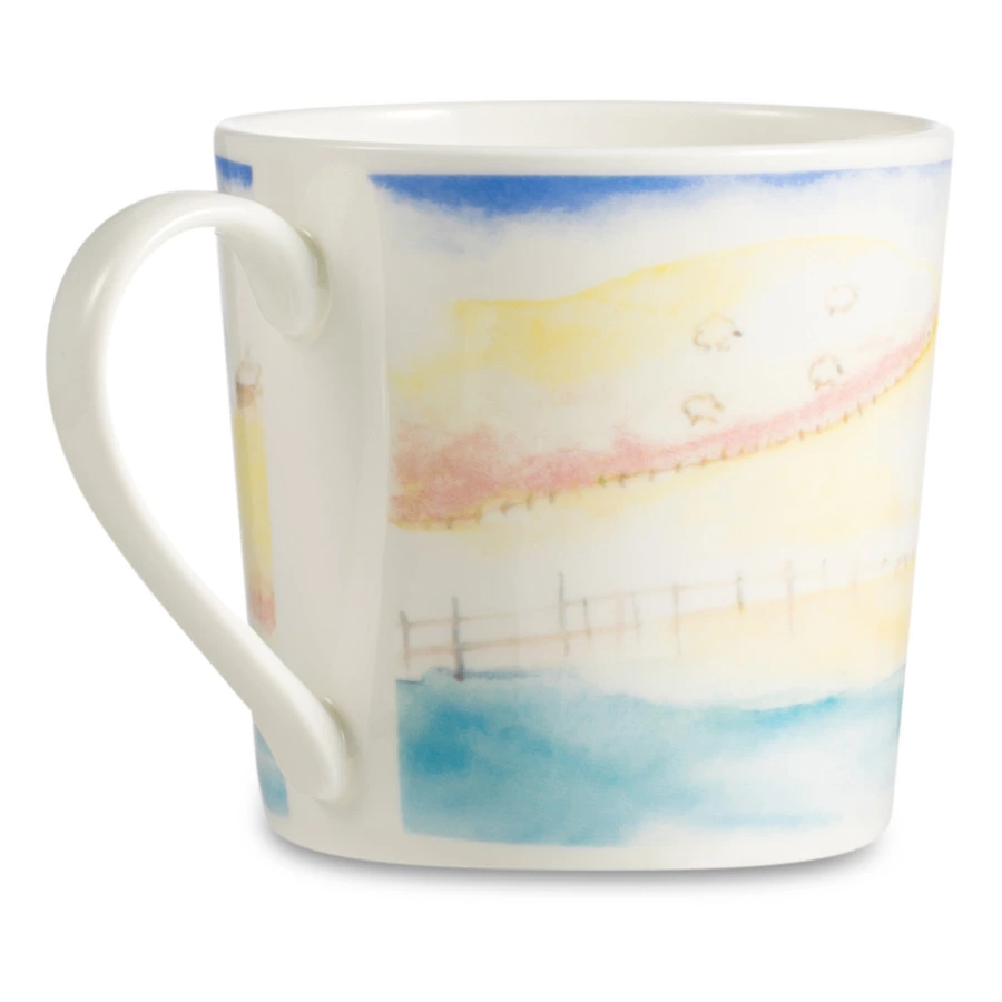 Кружка Just Mugs Dorset Морской пейзаж Маяк 400 мл, фарфор костяной