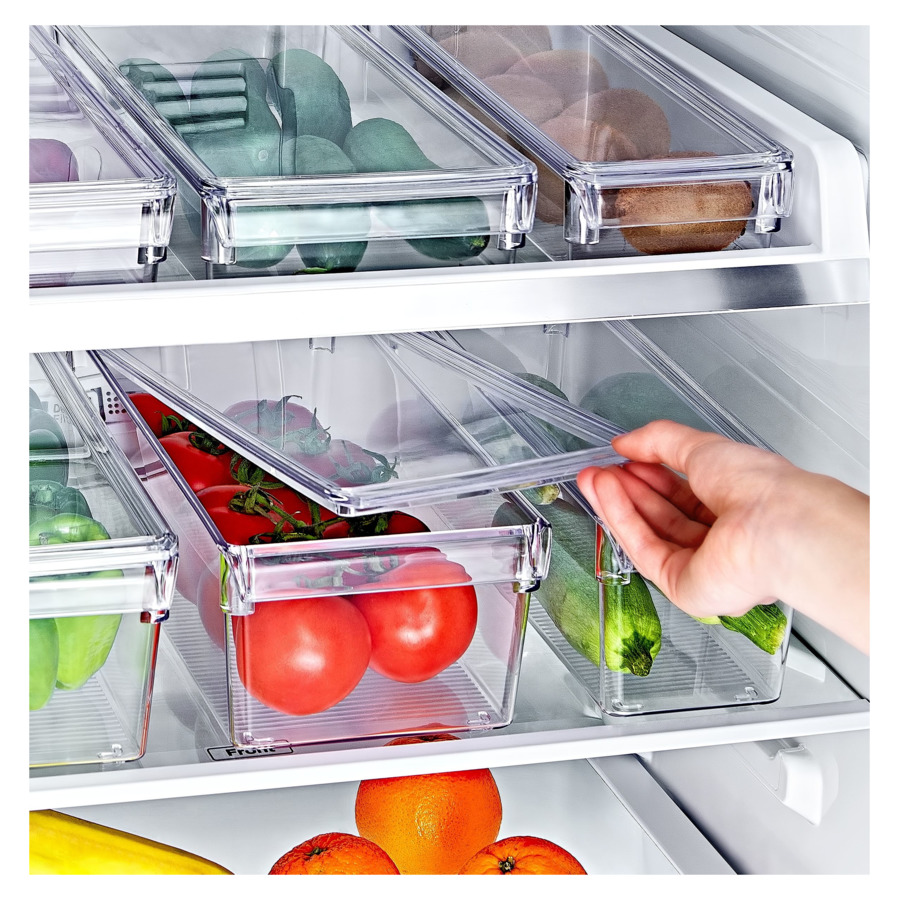 Органайзер для холодильника с крышкой Emhouse 36х20,5х10 см, пластик