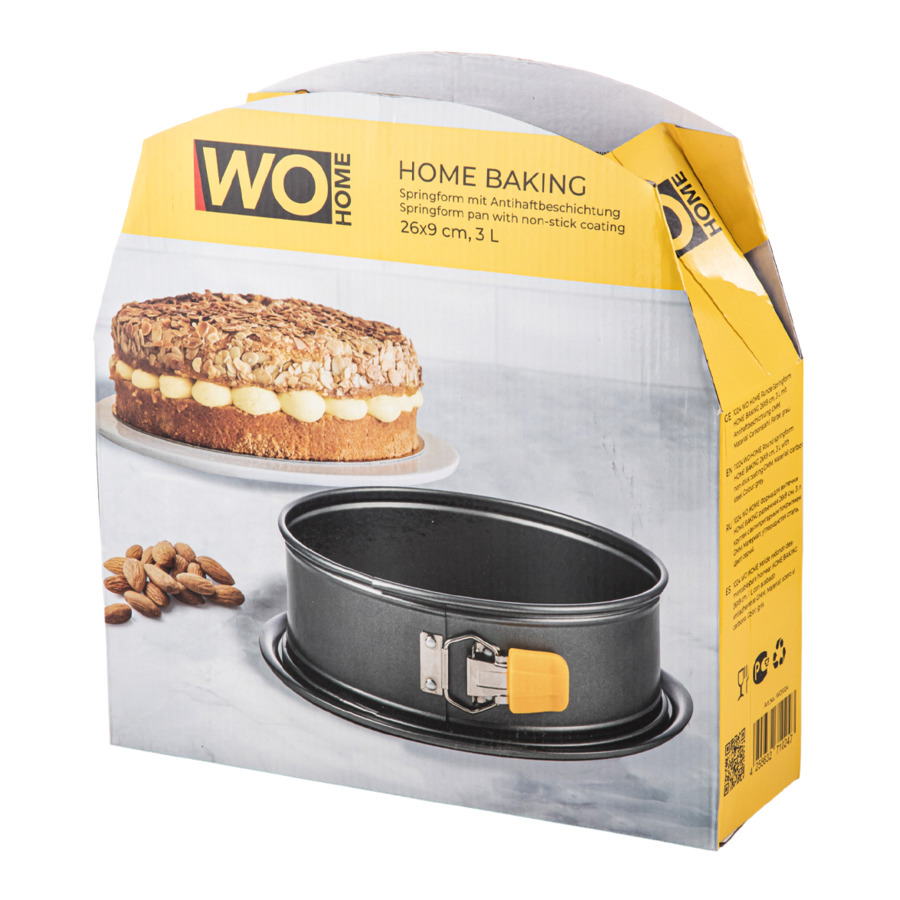 Форма для выпечки круглая разъемная WO HOME Home Baking 26x9 см, сталь углеродистая, серая