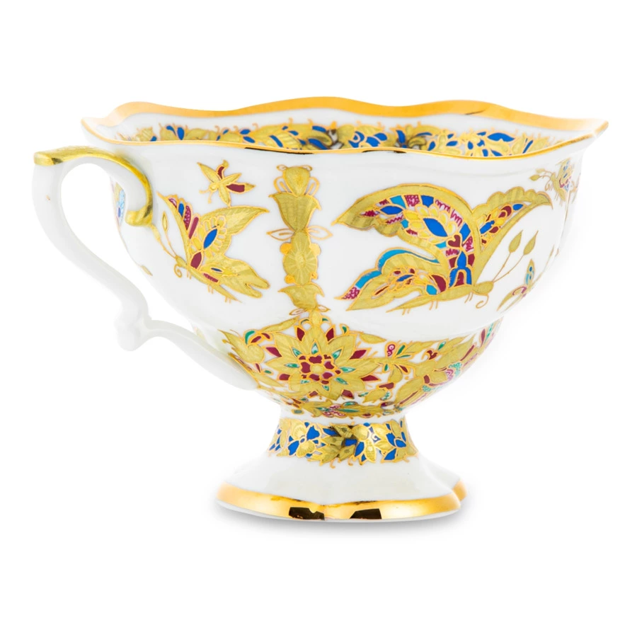 Сервиз чайный ИФЗ Фантастические бабочки Наташа на 3 предмета, фарфор костяной