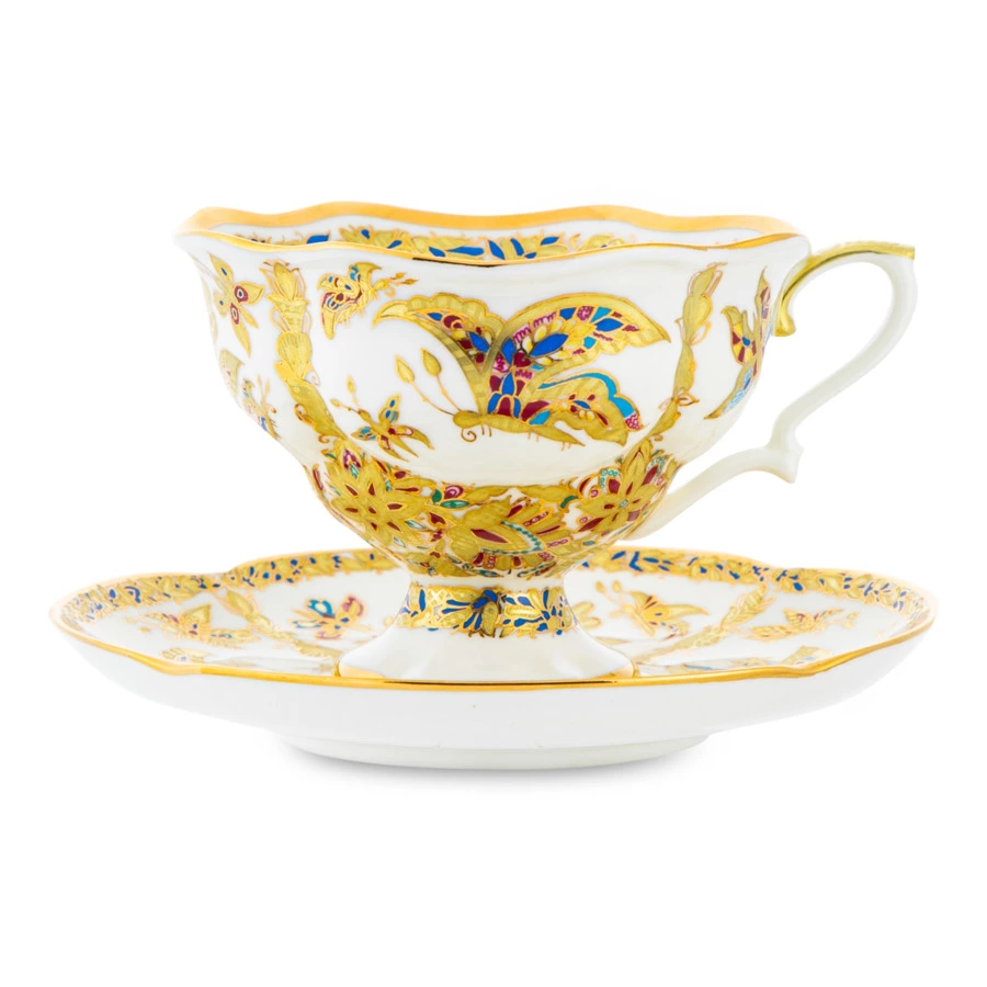 Сервиз чайный ИФЗ Фантастические бабочки Наташа на 3 предмета, фарфор костяной