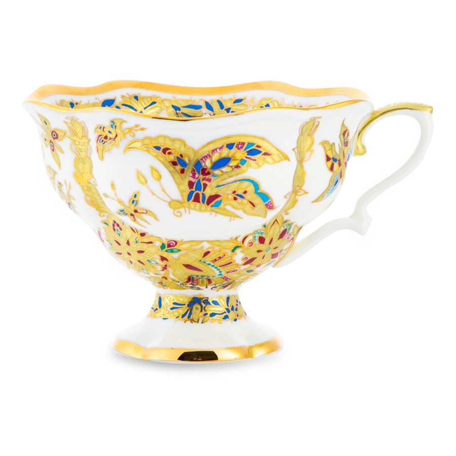 Сервиз чайный ИФЗ Фантастические бабочки Наташа на 3 предмета, фарфор костяной