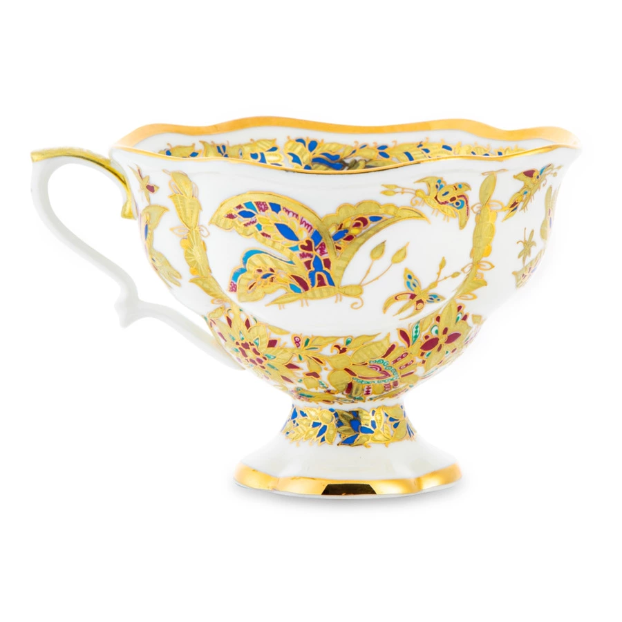 Сервиз чайный ИФЗ Фантастические бабочки Наташа на 3 предмета, фарфор костяной