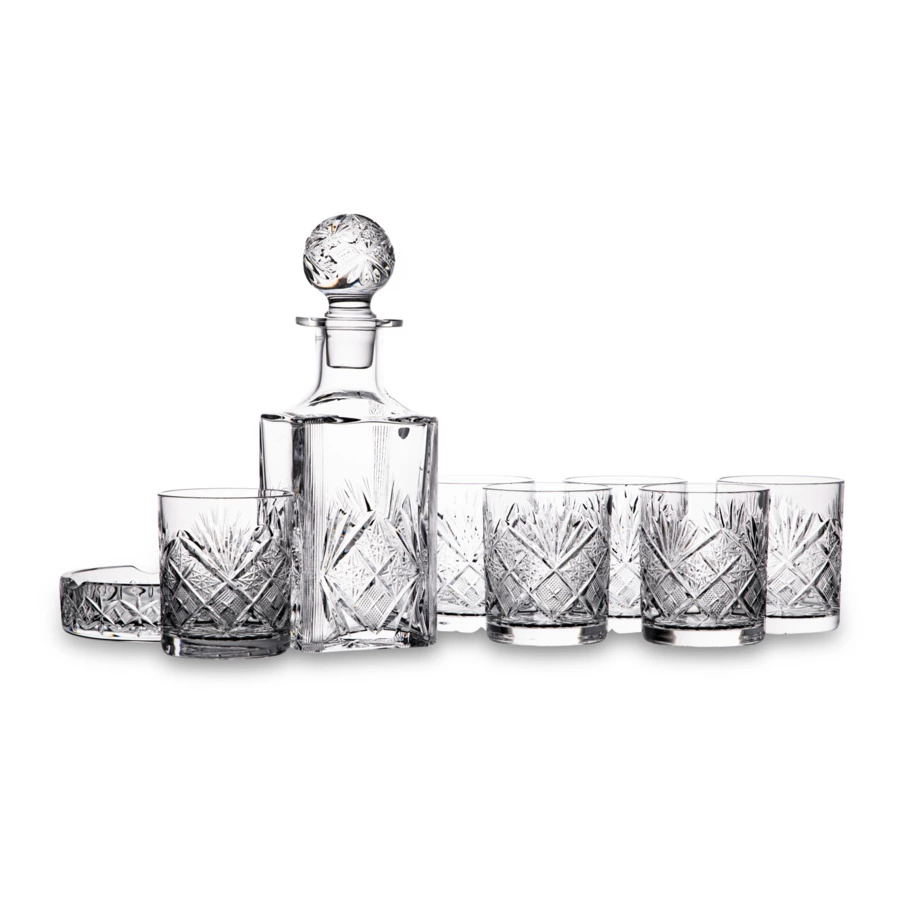 Набор для виски Неман Респект, штоф 750 мл, стакан 6 шт, 330 мл, пепельница, хрусталь, п/к