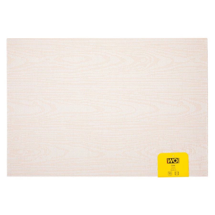 Салфетка подстановочная прямоугольная WO HOME OAK 33х48 см, двусторонняя, кремовая, ПВХ, полиэстер