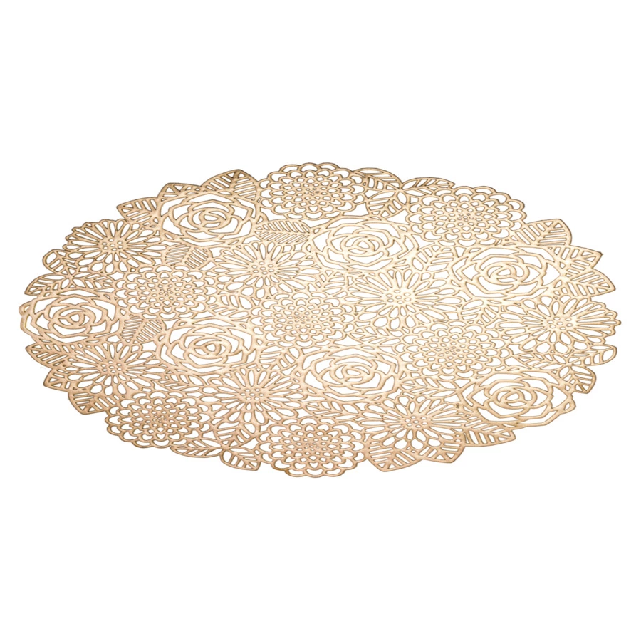 Салфетка подстановочная круглая Decor de table Home Rose 38 см, ПВХ, золотистая