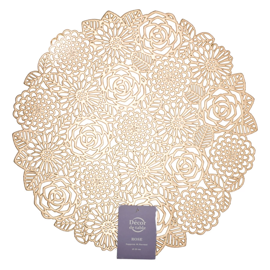 Салфетка подстановочная круглая Decor de table Home Rose 38 см, ПВХ, золотистая
