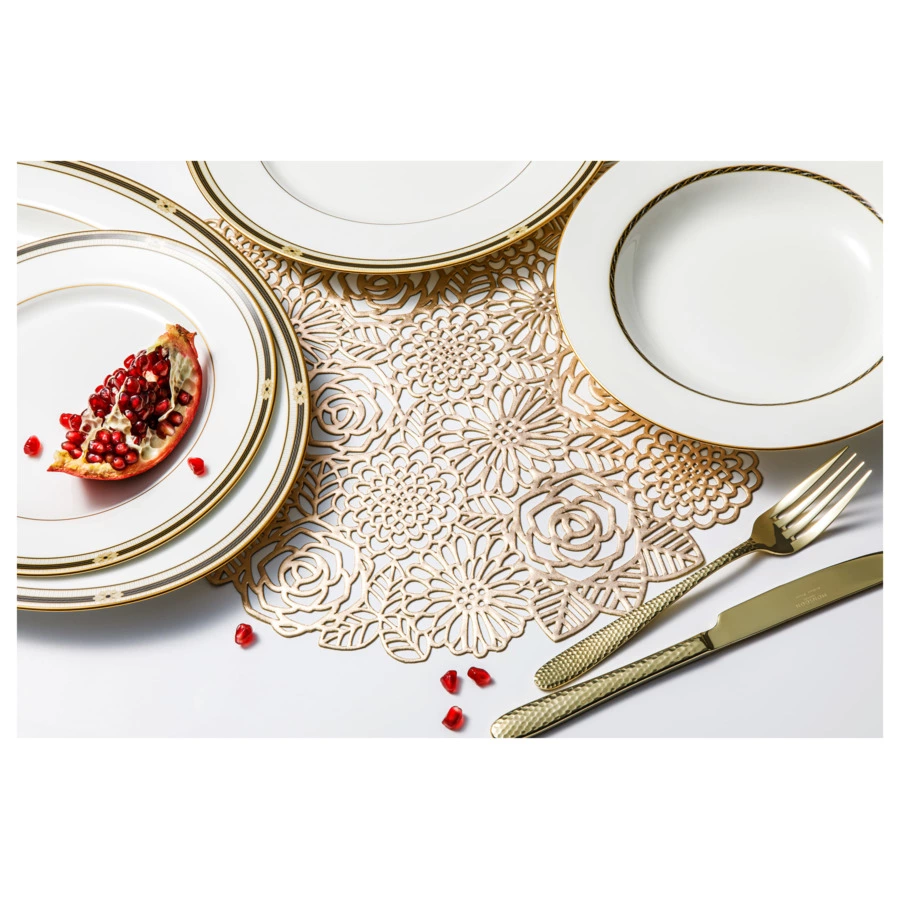 Салфетка подстановочная круглая Decor de table Home Rose 38 см, ПВХ, золотистая