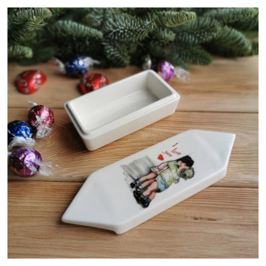 Шкатулка My Ceramic Story Первый поцелуй 18х6х4 см, фарфор твердый
