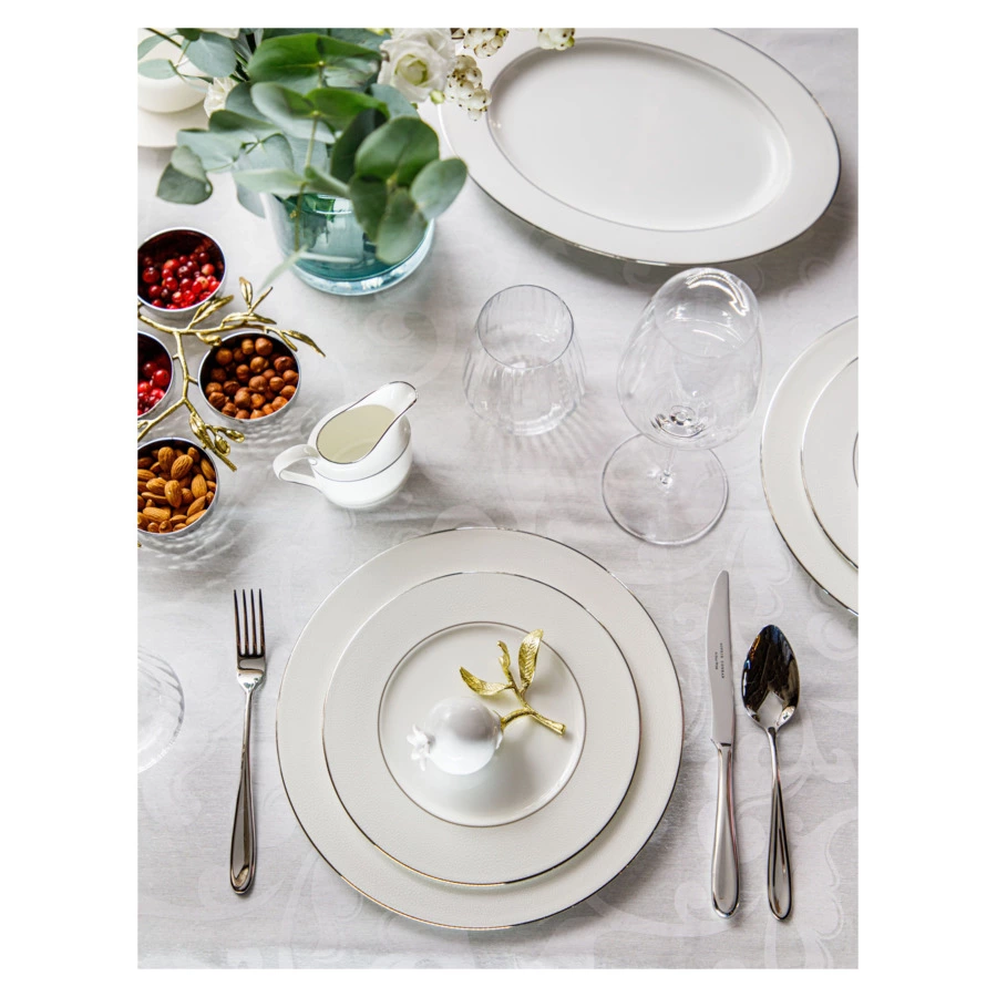 Блюдо овальное Narumi Белый жемчуг 32 см, фарфор костяной