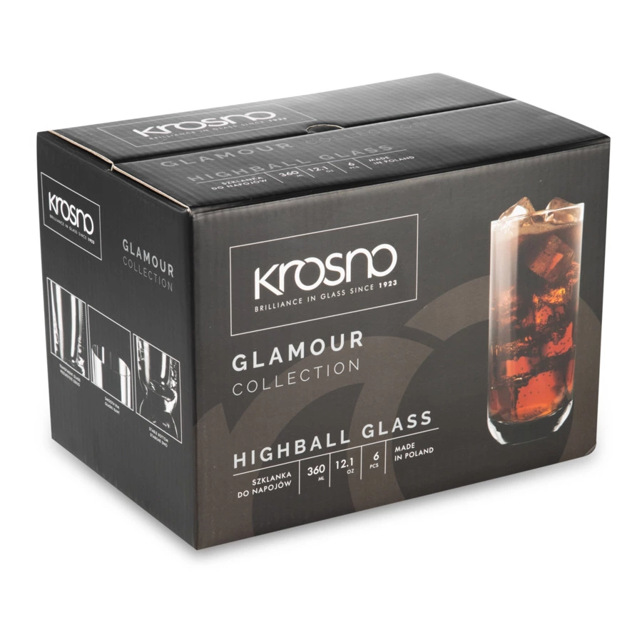Набор стаканов для воды Krosno Гламур 360 мл, 6 шт, стекло