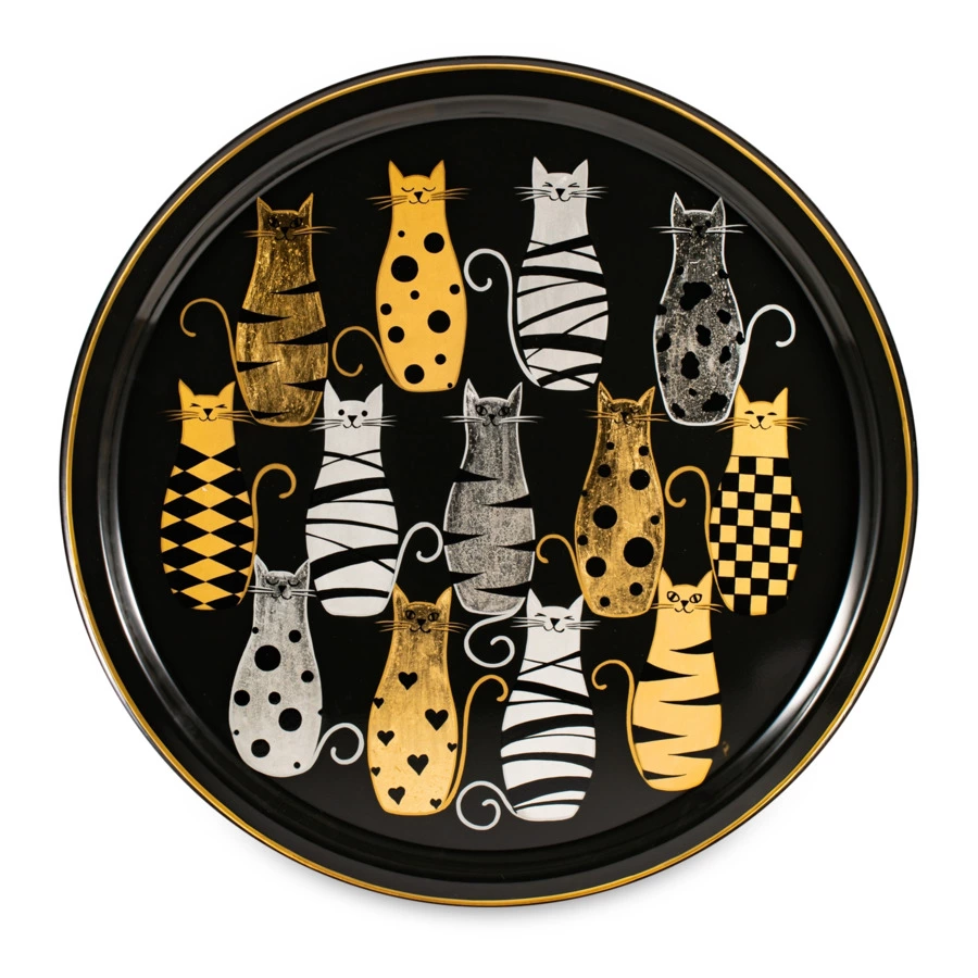 Поднос Жостовская фабрика декоративной росписи НХПР Очарование 50 см, сталь нержавеющая, черный