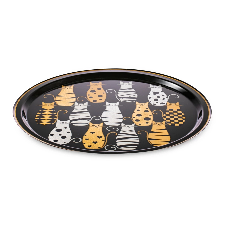 Поднос Жостовская фабрика декоративной росписи НХПР Очарование 50 см, сталь нержавеющая, черный