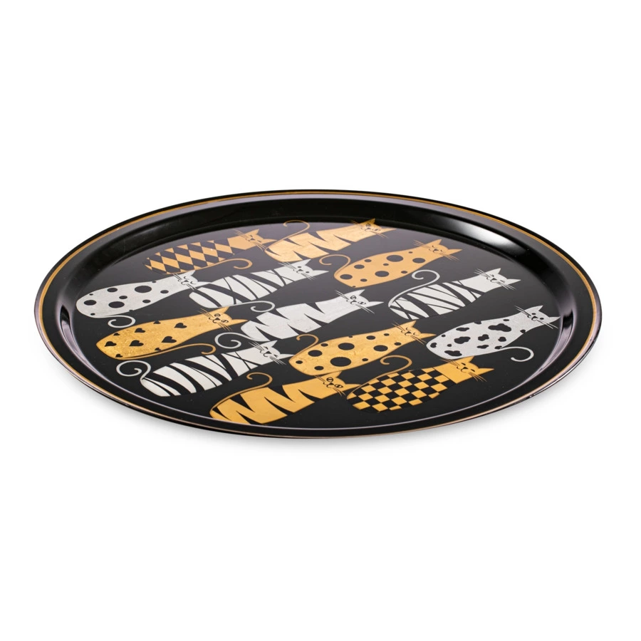 Поднос Жостовская фабрика декоративной росписи НХПР Очарование 50 см, сталь нержавеющая, черный