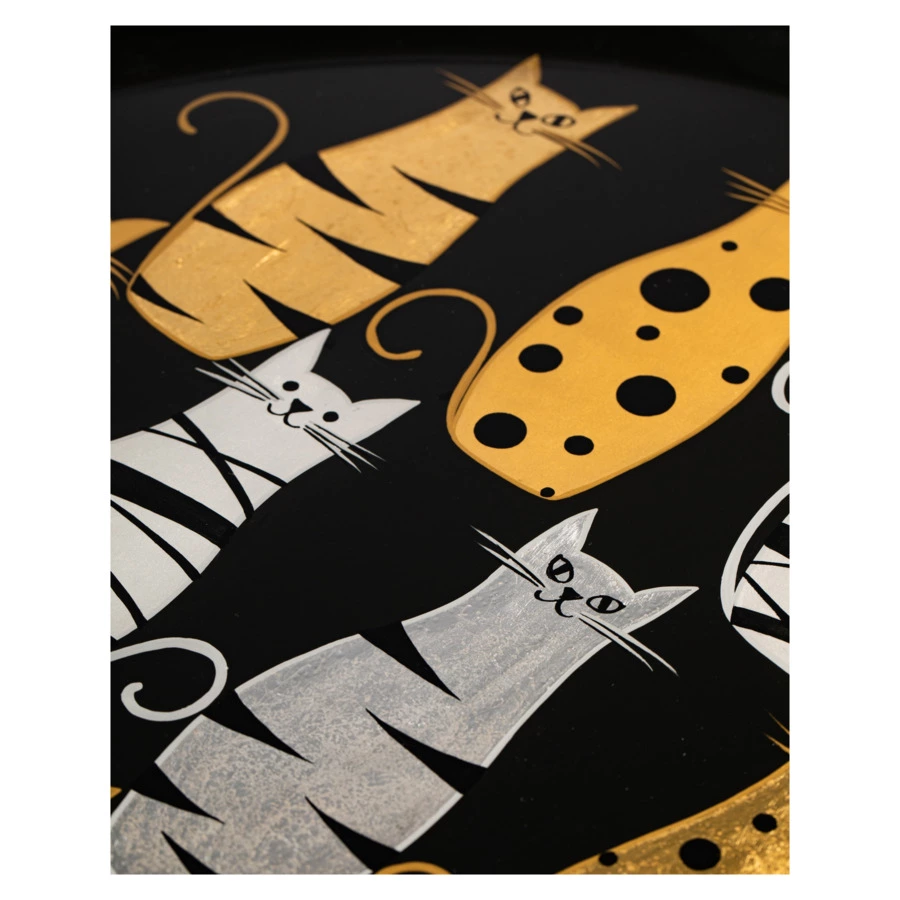 Поднос Жостовская фабрика декоративной росписи НХПР Очарование 50 см, сталь нержавеющая, черный