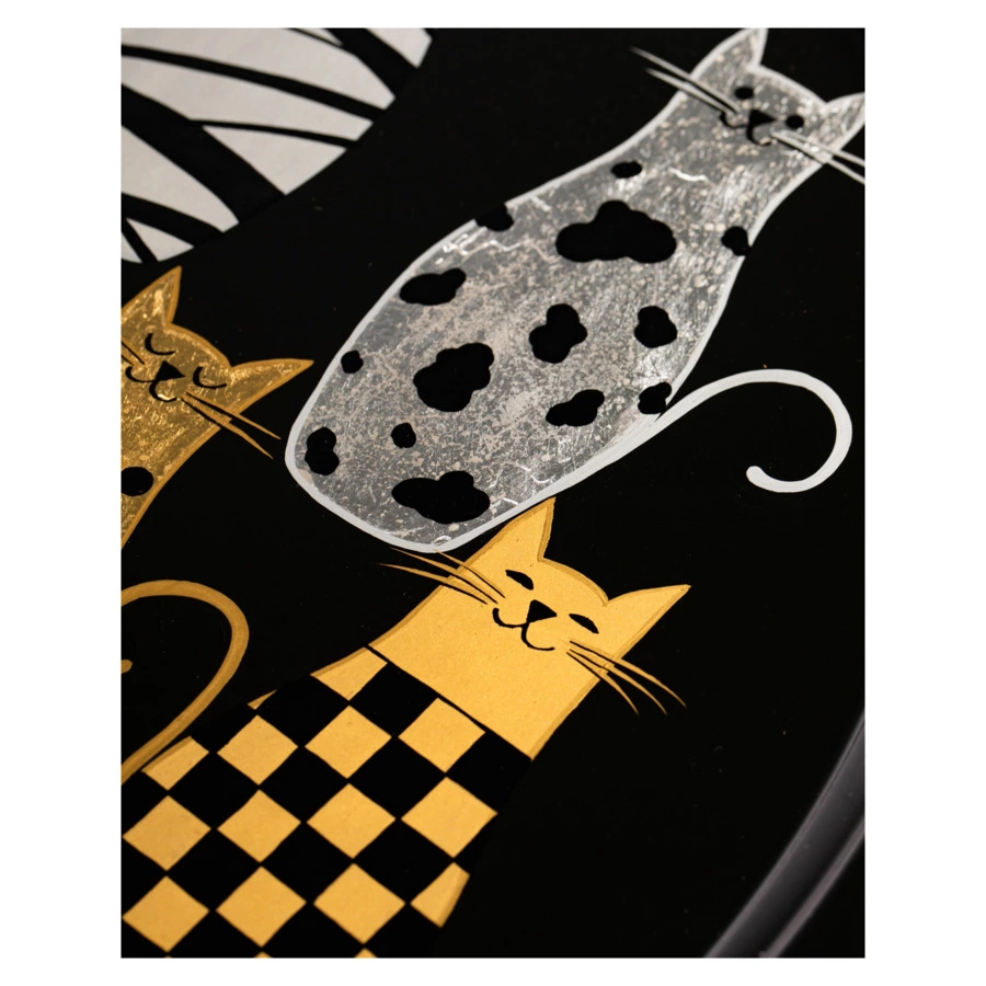 Поднос Жостовская фабрика декоративной росписи НХПР Очарование 50 см, сталь нержавеющая, черный