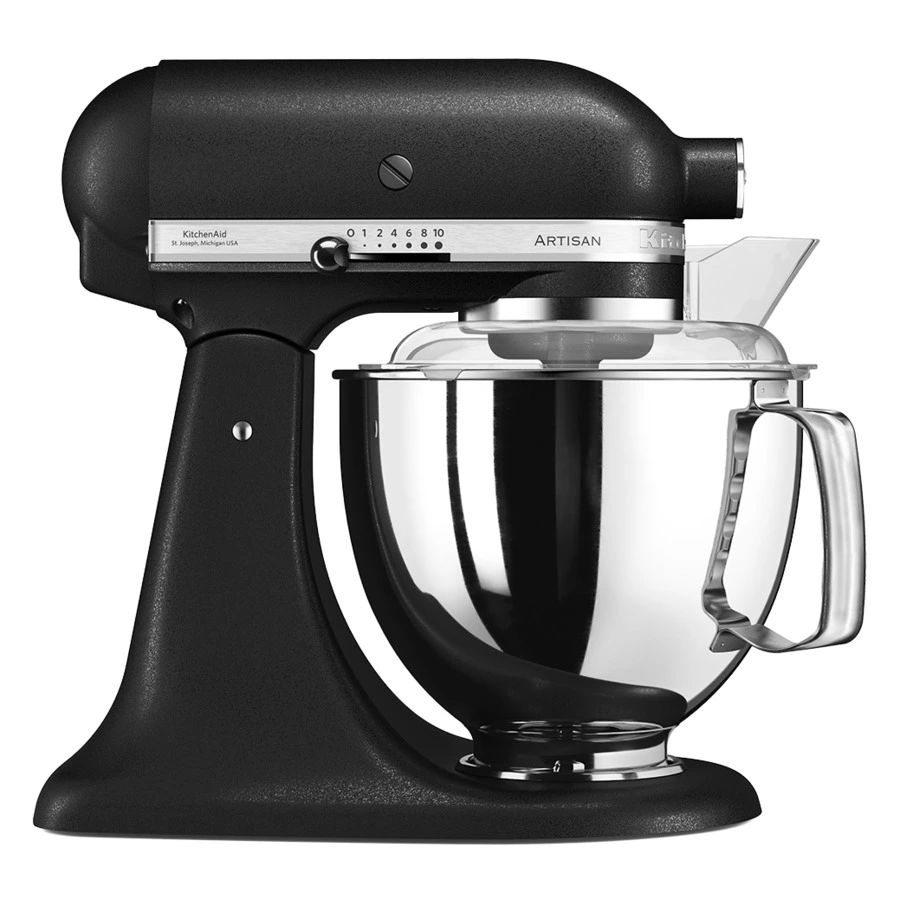 Миксер планетарный KitchenAid Artisan 4,8 л, 4 насадки, экран, 2 чаши, 5KSM175PSEBK, черный чугун