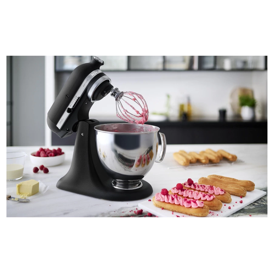 Миксер планетарный KitchenAid Artisan 4,8 л, 4 насадки, экран, 2 чаши, 5KSM175PSEBK, черный чугун