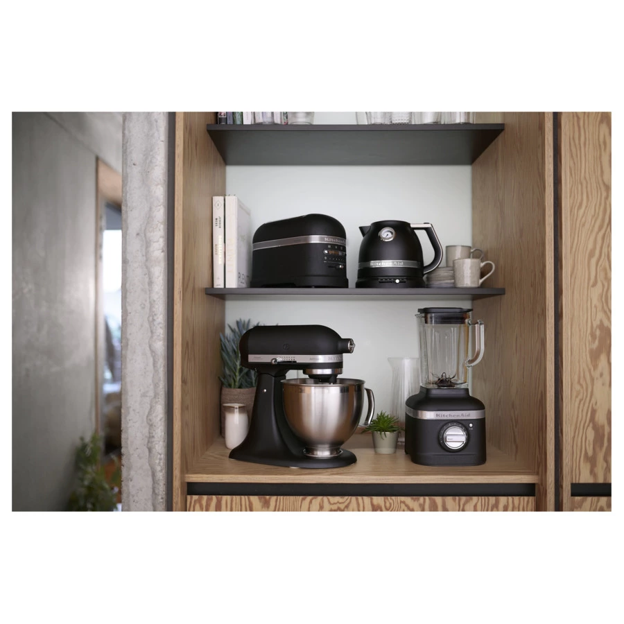 Миксер планетарный KitchenAid Artisan 4,8 л, 4 насадки, экран, 2 чаши, 5KSM175PSEBK, черный чугун