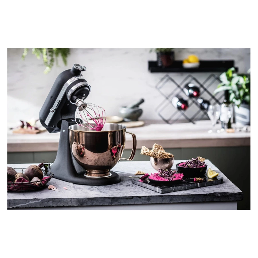 Миксер планетарный KitchenAid Artisan 4.8 л, 3 насадки, экран, чаша 3 л, 5KSM185PSEBK, черный чугун