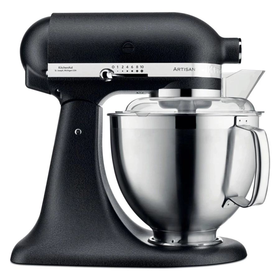 Миксер планетарный KitchenAid Artisan 4.8 л, 3 насадки, экран, чаша 3 л, 5KSM185PSEBK, черный чугун