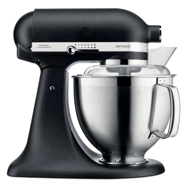 Миксер планетарный KitchenAid Artisan 4.8 л, 3 насадки, экран, чаша 3 л, 5KSM185PSEBK, черный чугун