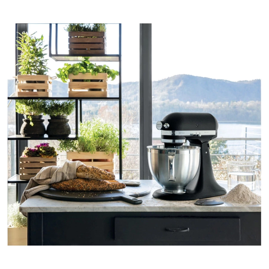 Миксер планетарный KitchenAid Artisan 4.8 л, 3 насадки, экран, чаша 3 л, 5KSM185PSEBK, черный чугун