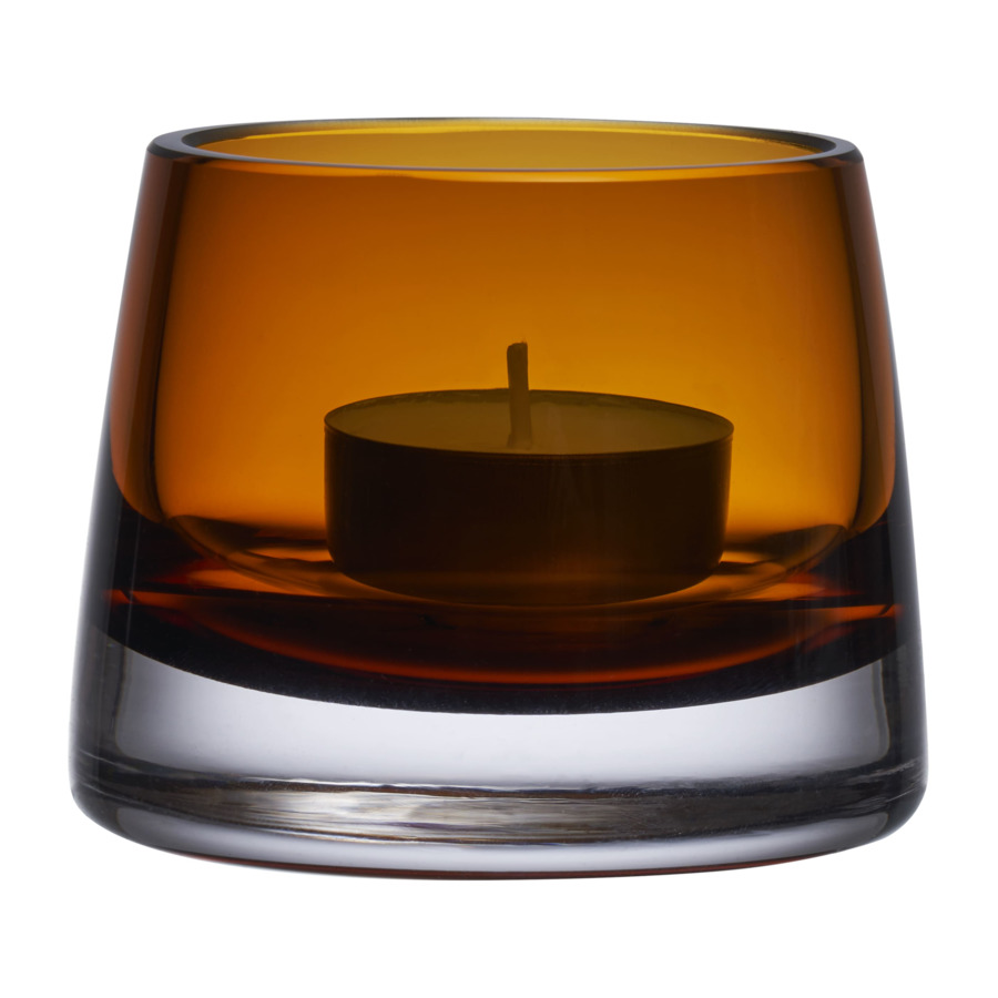 Подсвечник для чайной свечи Nude Glass Радость 8 см, стекло хрустальное, янтарный