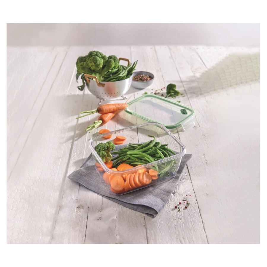 Контейнер прямоугольный SNIPS 1,5 л, 21x16,5x,8,8 см, для СВЧ и заморозки, пластик, зеленый