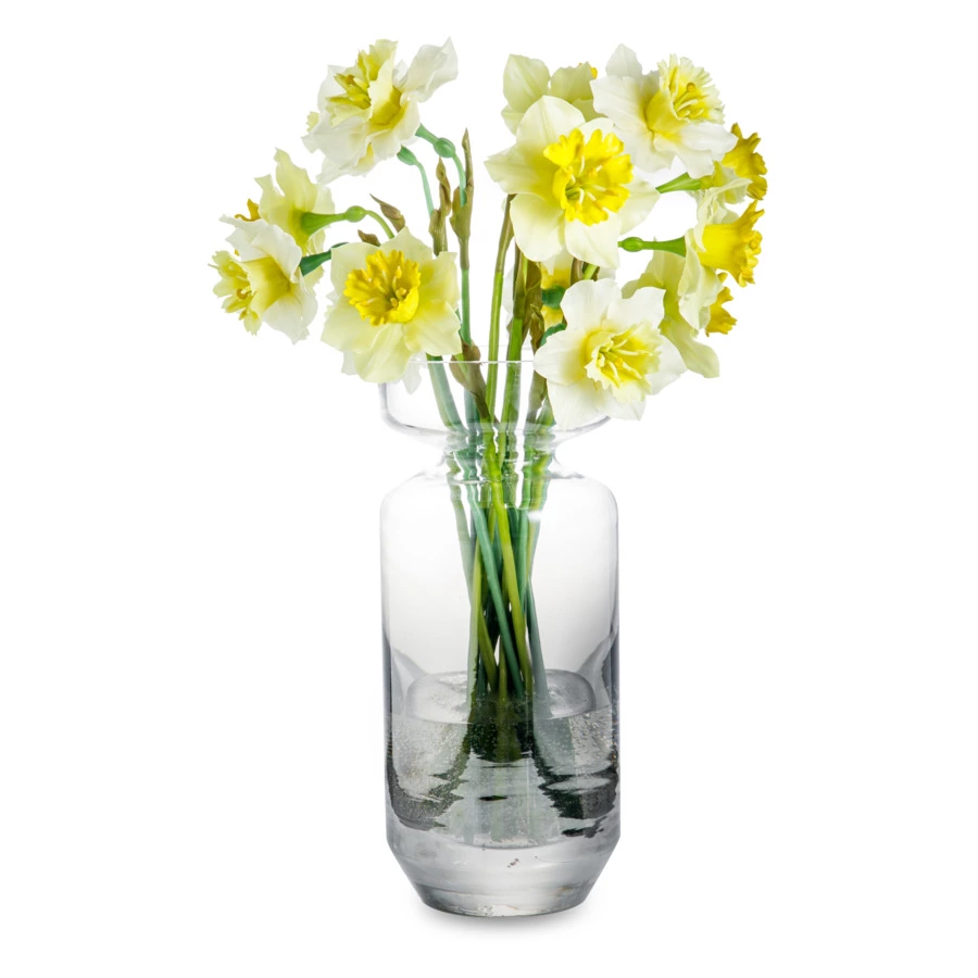 Композиция "Тени" в стеклянной вазе с нарциссами из холодного фарфора