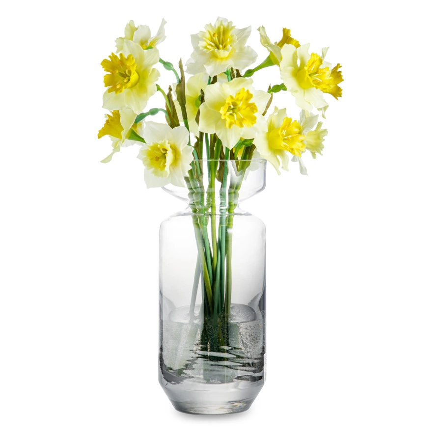 Композиция "Тени" в стеклянной вазе с нарциссами из холодного фарфора