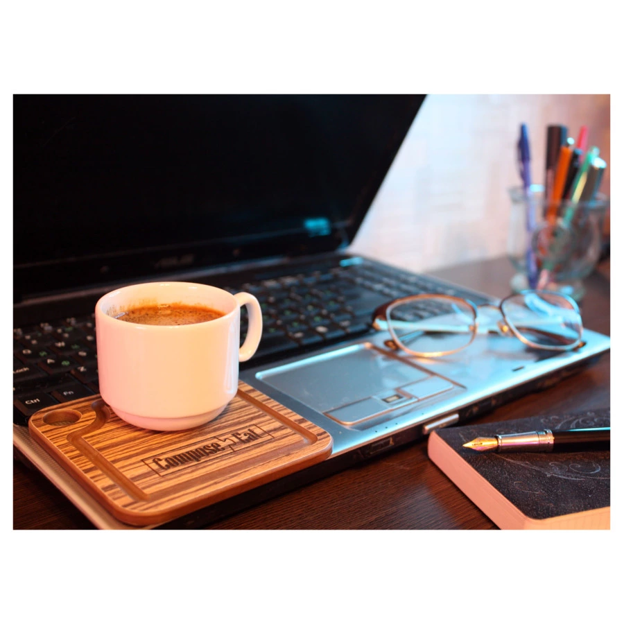 Подставка под кружку ComposeEat Fashion 10х10 см, композит, зебрано натуральный