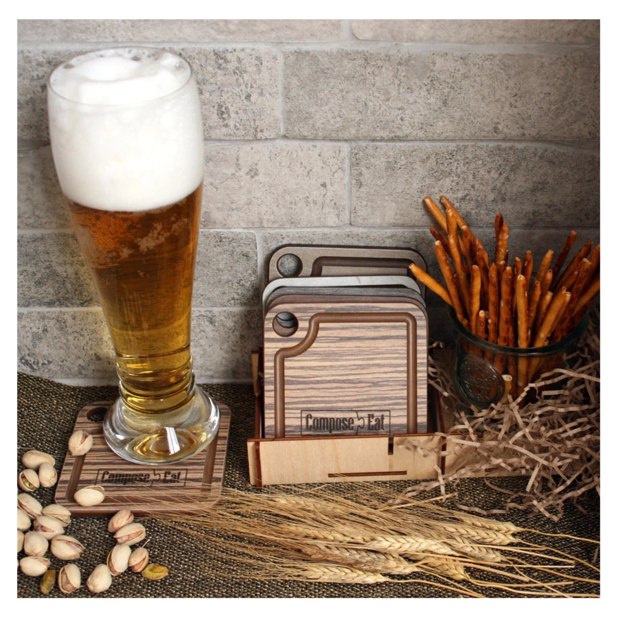 Подставка под кружку ComposeEat Fashion 10х10 см, композит, зебрано натуральный